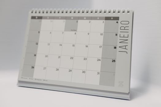 Minimalist desk calendar displaying the month of January with clean design.